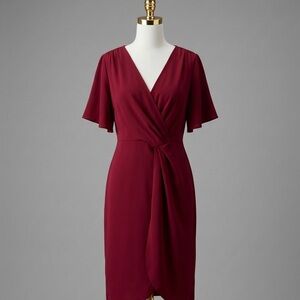 BloomChic Plus Size  1X 14 - 16 Red Flutter Sleeve Midi Dress NWT